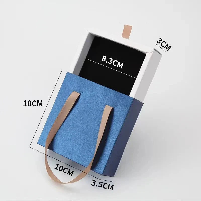 Paper Pull-Out Drawer Jewelry Box Handheld Jewelry Packaging Box Wearing Armor Ring Earring Necklace Storage Gift Box Good Vibrations