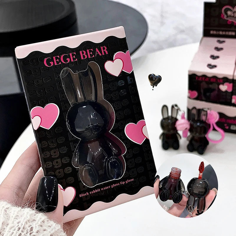Gege Bear Pink Rabbit Velvet Matte Lip Cream Black Rabbit Water light lip glaze matte mirror pendant lipstick lip gloss Good Vibrations