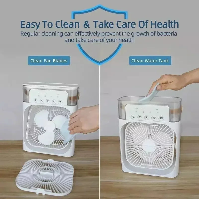 Portable 3 In 1 Fan AIr Conditioner Household Small Air Cooler LED Night Lights Humidifier Air Adjustment Home Fans Dropshipping Good Vibrations