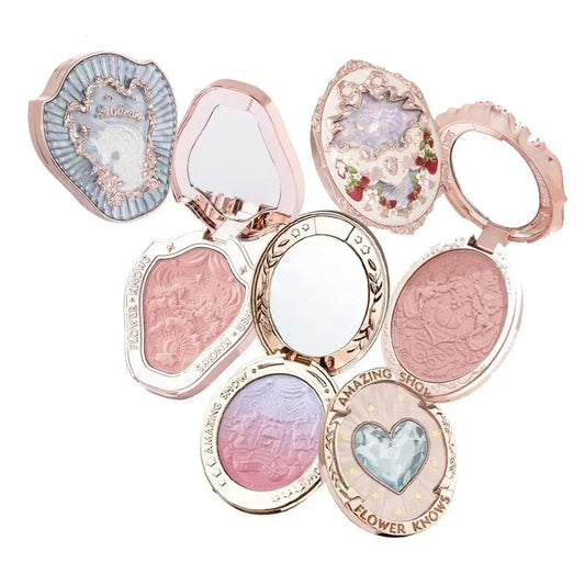 Flower Knows Makeup Unicorn Strawberry Rococo Embossed Blush On Natural Cheek Matte Long Lasting Blusher Makeup 6 Colors 5g Good Vibrations