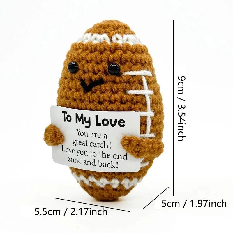 Funny Positive Baseball Hug Pocket Hug Mini Handmade Knitted Doll Cute Desktop Decoration Birthday Holiday Gift Home Decoration Good Vibrations