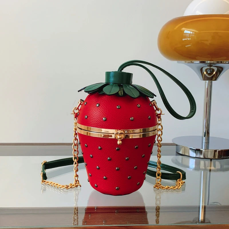 Designer Bolsos women Shoulder Strawberry shaped rivet Little Hand Bags Sac Handbags For Girls Ladies Purses And Crossbody Good Vibrations