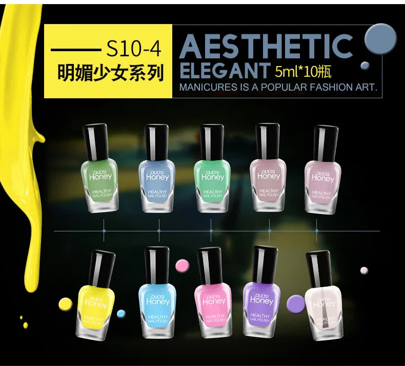 10 PCS Air Dry Nail Polish Peelable Water Based Non Toxic Odorless Quick Dry Toenail Finger Gel No Lamp Baking Nail Art Manicure Good Vibrations