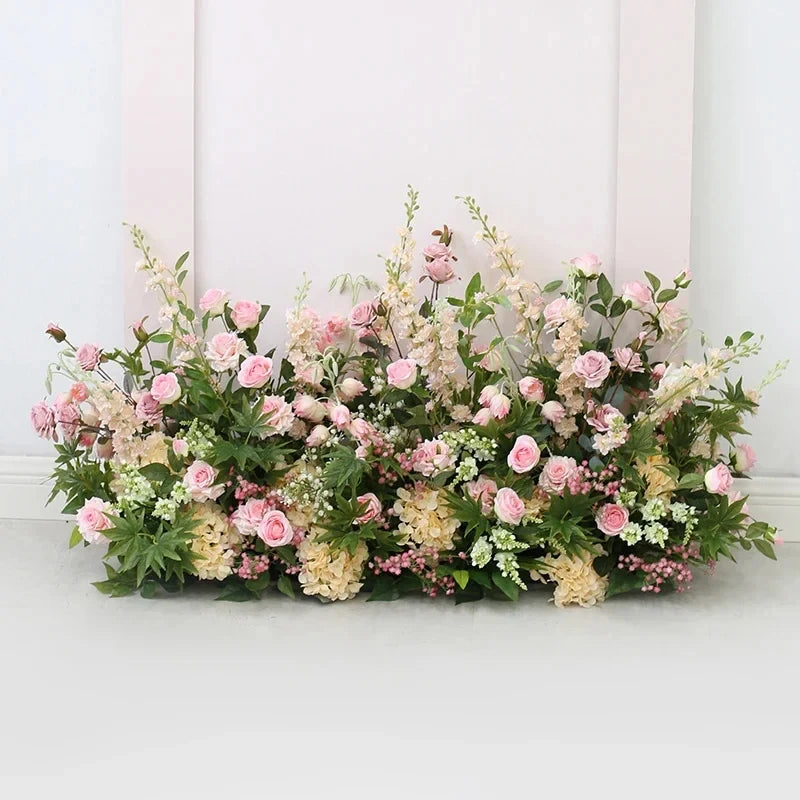 2m Rose Delphinium Flower Row Wedding Artificial Table Floral Commercial Plaza Partition Hotel Scene Layout Floor Flowers Decor Good Vibrations
