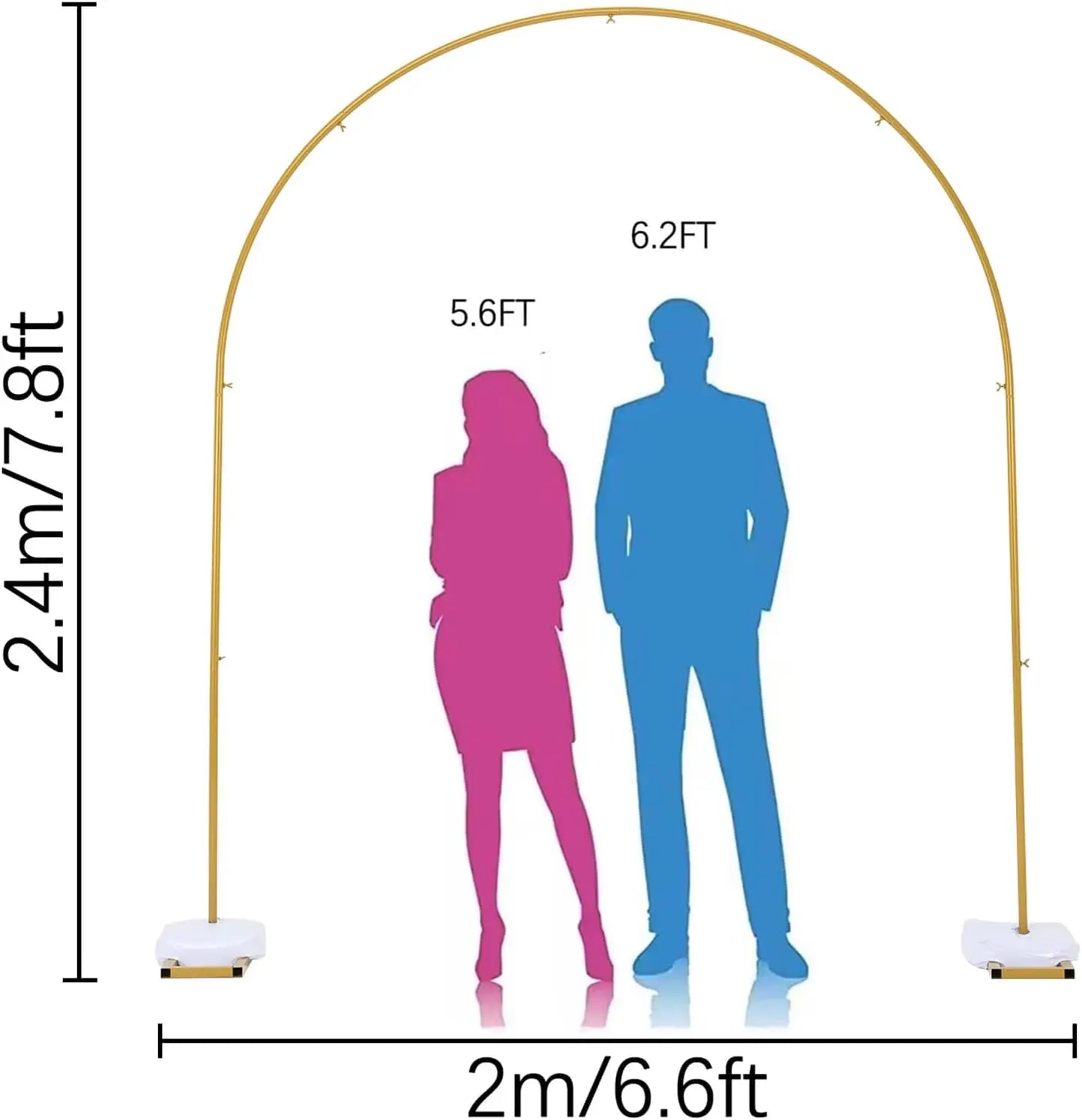 Gold Metal Wedding Arch Backdrop Stand 7.8FT Balloon Arch Stand for Birthday Ceremony Decoration Arch Stand Backdroper Good Vibrations