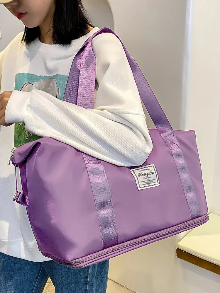 Carry On Travel Duffle Bag Waterproof Sports Gym Tote Bags for Women Large Capacity Storage Luggage Handbag Good Vibrations