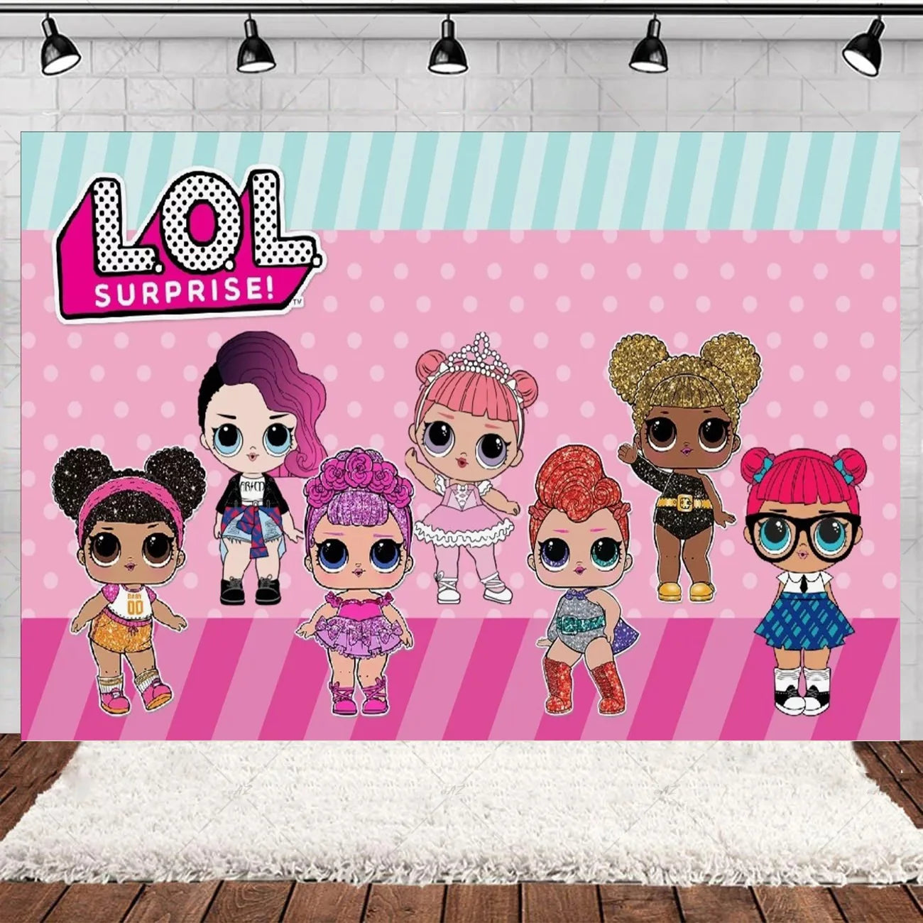 Girl Surprise Theme Backdrop Cute Shiny Doll Birthday Party Decoration Pink Latex Balloon Disposable Tableware Plate Cake Topper Good Vibrations