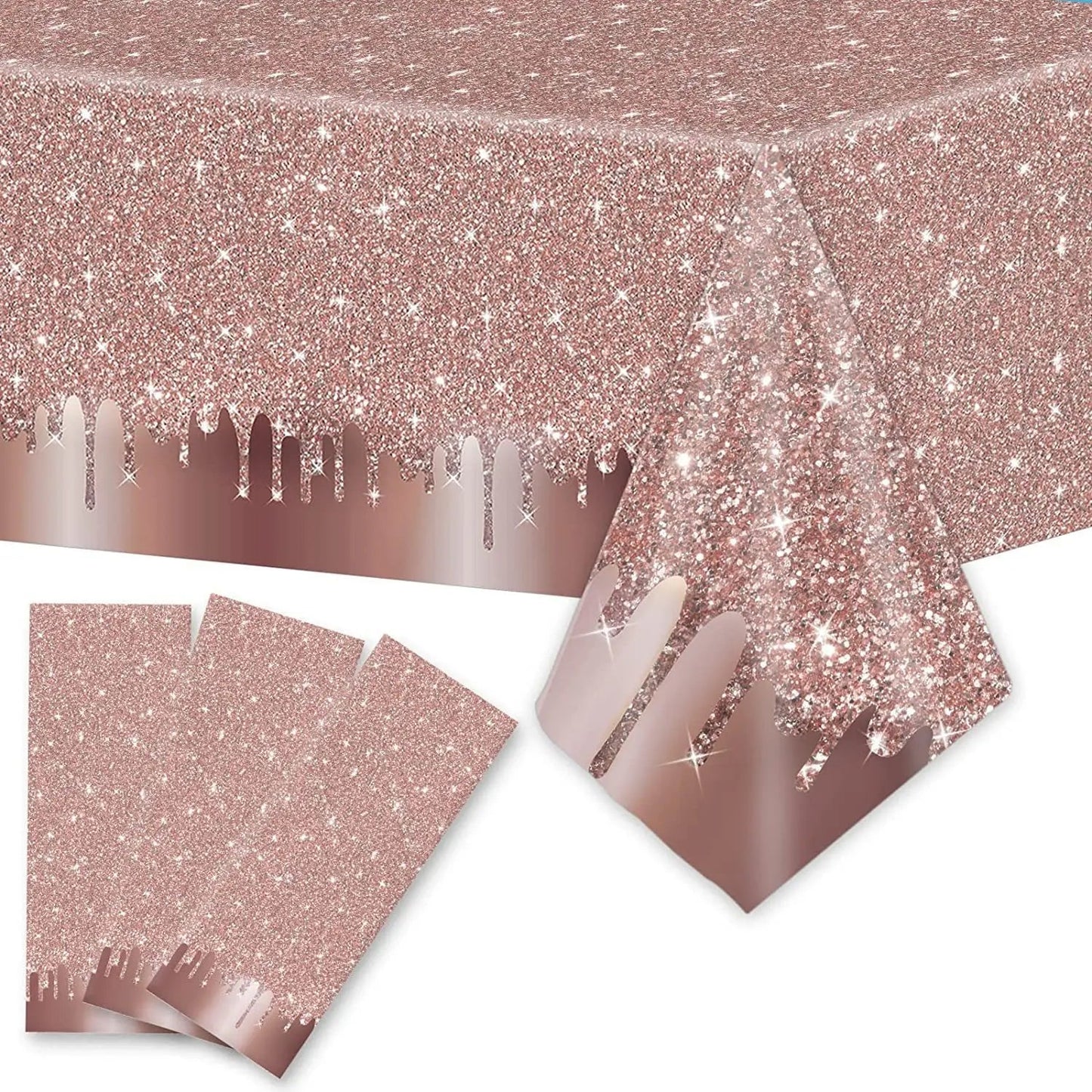 Diamond Glitter Paper Plate Napkins Rose Gold Disposable Tableware Rose Gold Wedding Birthday Party Supplies Women Party Decor Good Vibrations