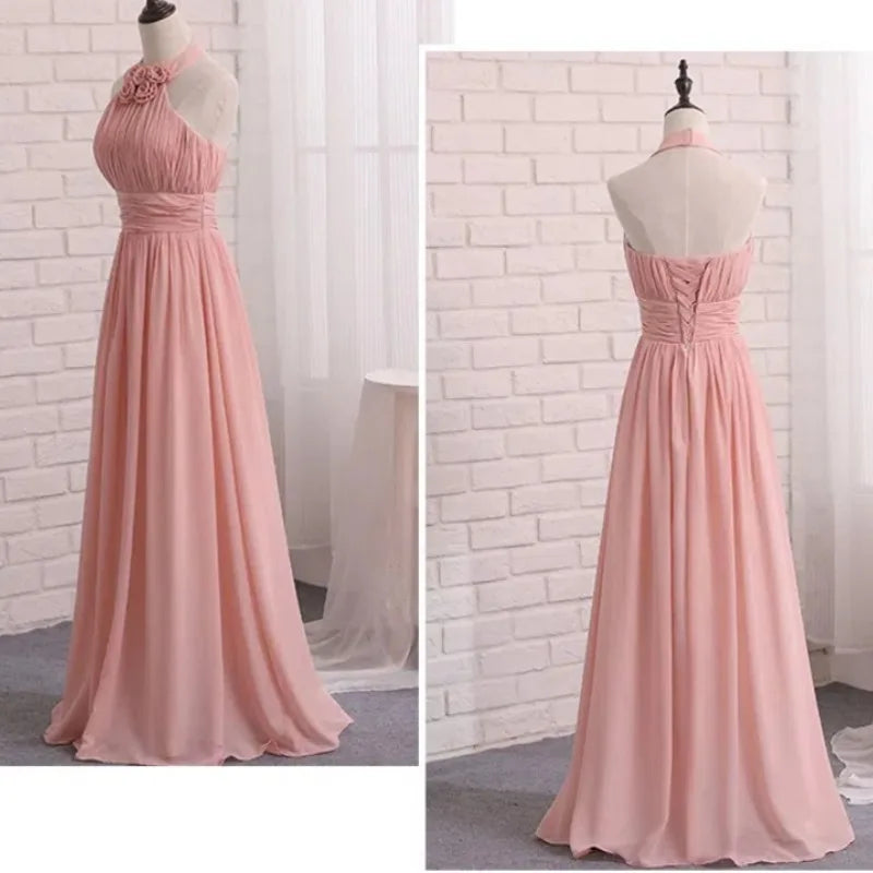 Customized Chiffon Dusty Pink Bridesmaid Dress Wedding Party Gowns Sweet Memory Bride Robes Formal Gowns For Long Prom Dresses