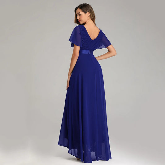 Evening Dresses XUCTHHC Elegant V-Neck Ruffles Chiffon Formal Evening Gown Robe Vestidos De Fiesta Dress for Wedding Party Good Vibrations