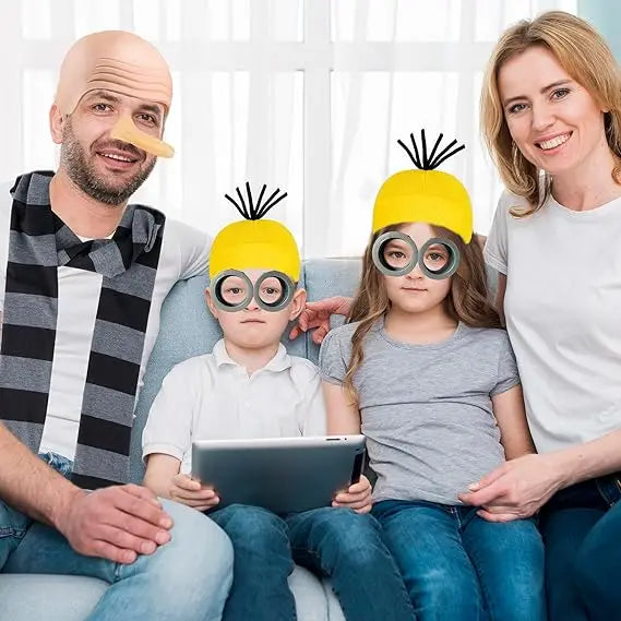 Halloween Party Minion Costumes Little Yellow Man Cosplay Movie Cartoon Funny Dress Up Magical Thief Dad Gray Striped Scarf Good Vibrations