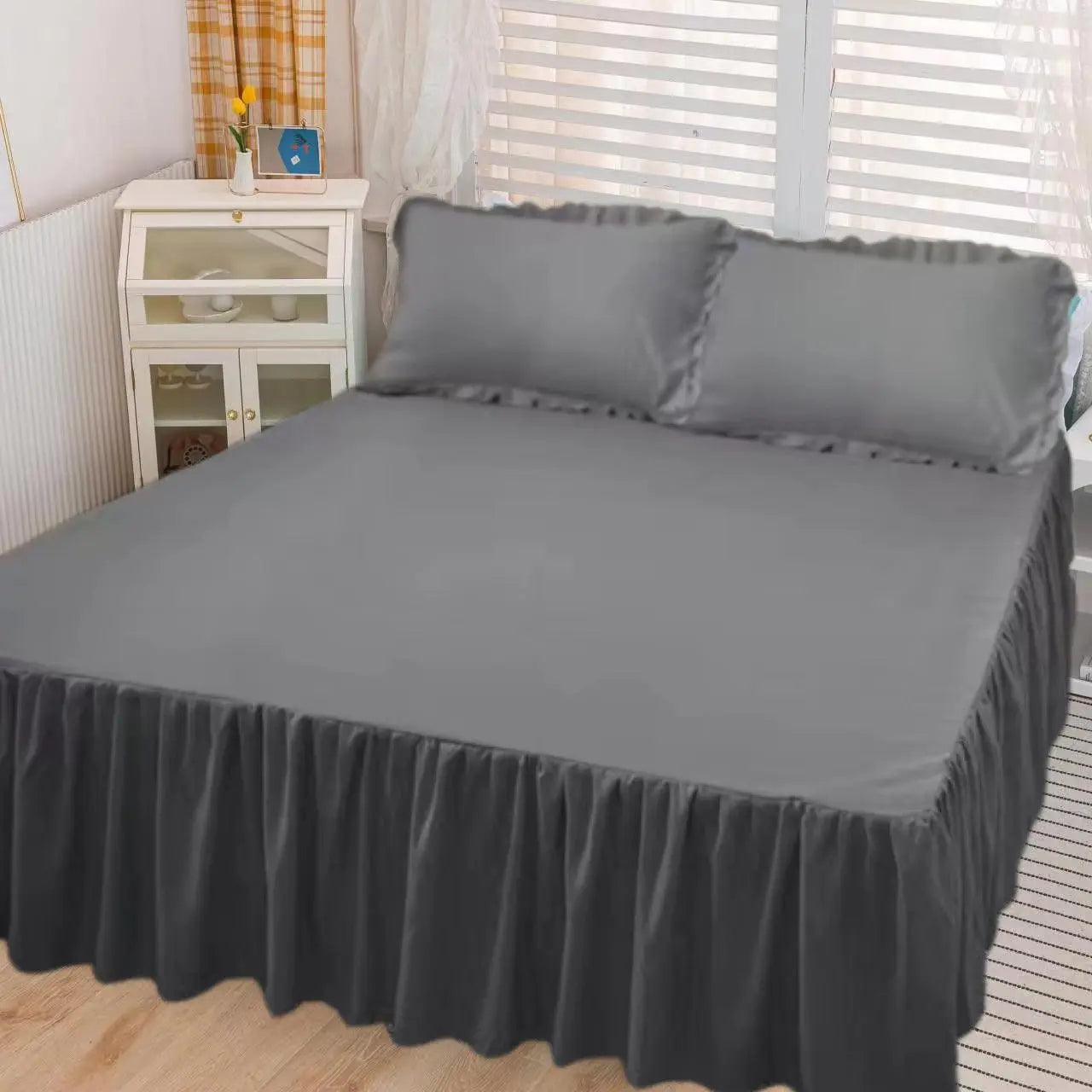 Bed Sheets Solid Plain Nordic Style Bedroom Washed Flat Breathable Adults Comfortable Simple Queen Size Home Bed-protect Soft Good Vibrations