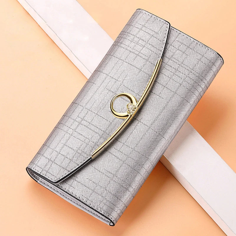Luxury Designer Women's Long Leather Wallet High Quality Large Capacity Purses for Women Multifunctional Simple Elegant Handbag Good Vibrations