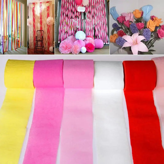 1 Roll DIY Party Supplies Baby Shower Decoration Garland Photography Backdrops DIY Paper Crepe Paper Streamers Wedding Decor Good Vibrations
