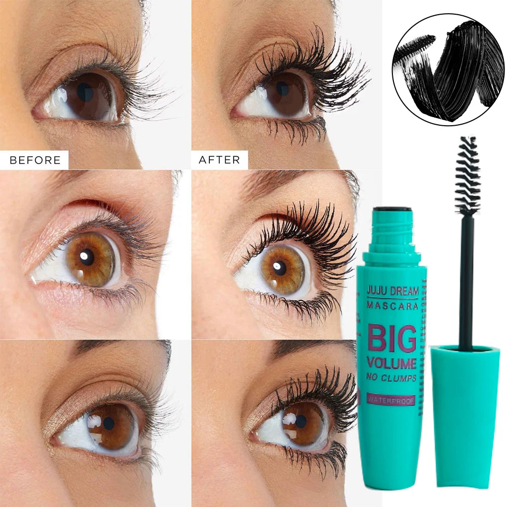 Black Mascara Thickening - Long-Lasting, Volumizing , Fiber Formula with 360° Spiral Brush Waterproof Liquid Fiber Mascara Good Vibrations