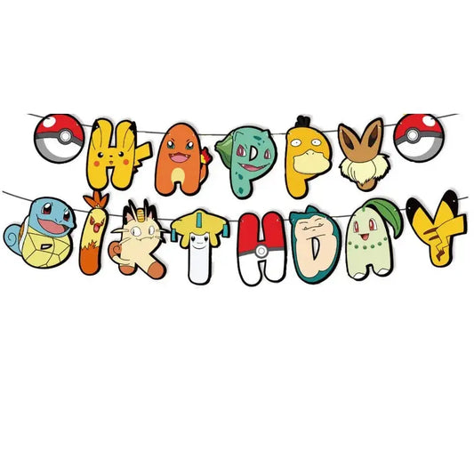 Cute Pokemon Birthday Party Decoration Sets Lightning Pikachu Balloon Kids Event Supplies Disposable Tableware Banner Backdrop Good Vibrations