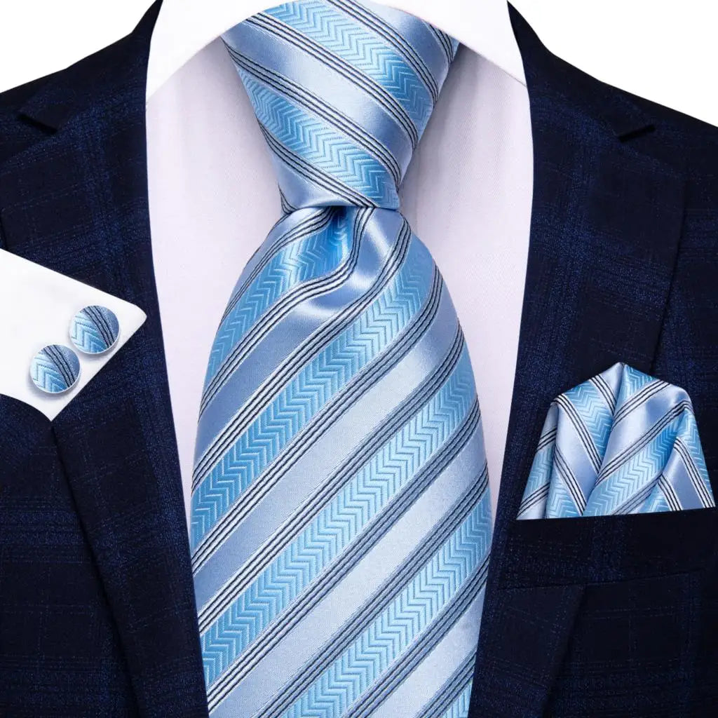 Black Red Striped Silk Wedding Tie For Men Handky Cufflink Gift Men Necktie Fashion Business Party Dropshiping Hi-Tie Designer Good Vibrations