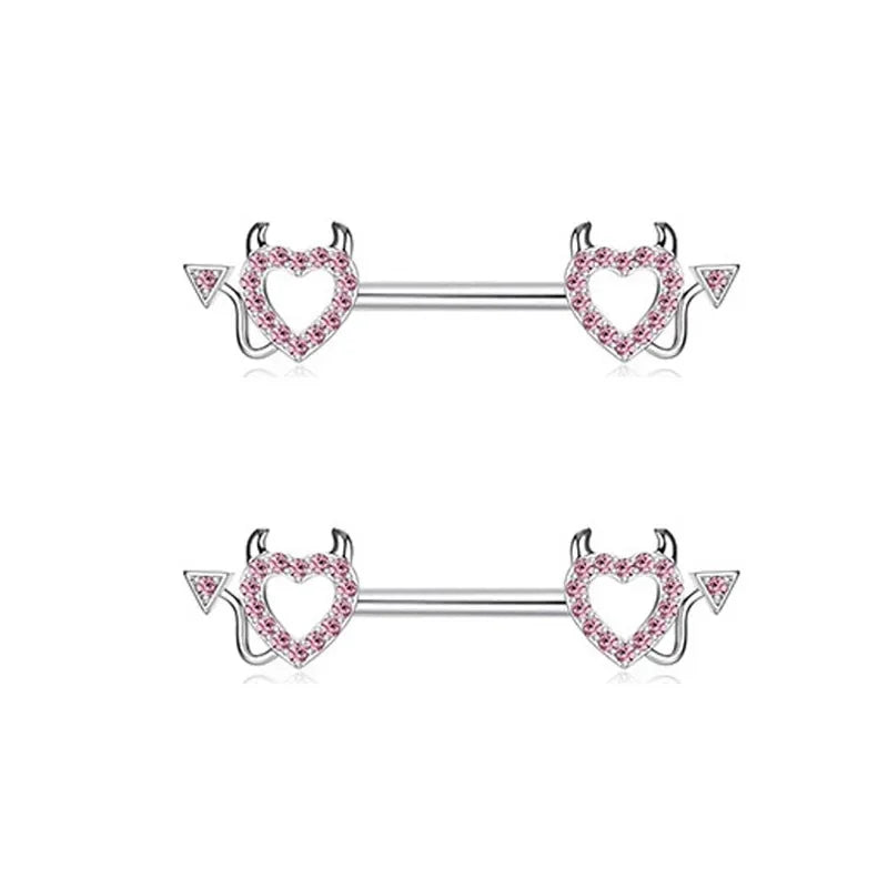 Pink Heart Nipple Piercing Barbell Set Shiny Crystal Nipple Rings Bulk For Women Flower Nippel Jewelry Pack Piercing Teton Lots Good Vibrations Adult Super Store