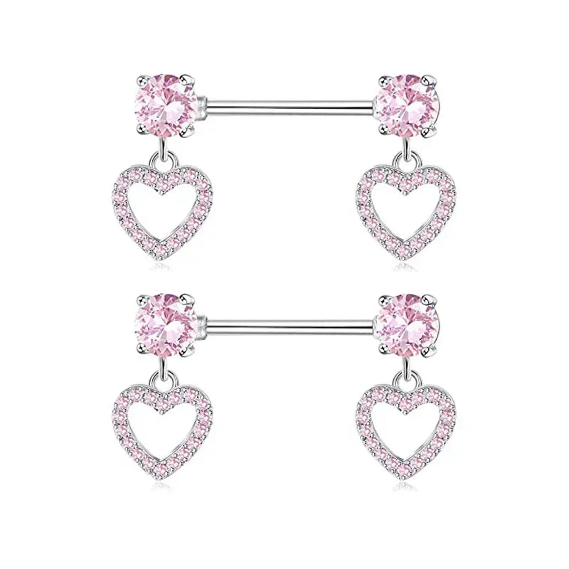 1Pair Green Butterfly Nipple Piercing Jewelry 14G Pink Heart Nipple Rings for Women Flower Nipple Piercing Barbell Pezon Mujer Good Vibrations Adult Super Store