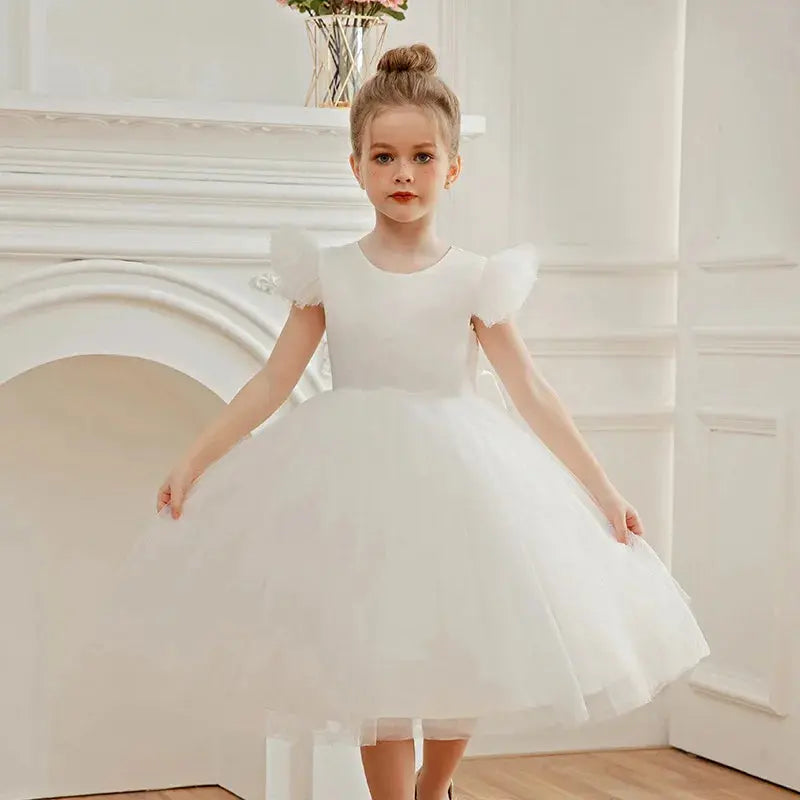 3-8 year Girls Elegant Dress children's costume Big bow backless wedding Formal Gown princess dress birthday Evening Vestidos Good Vibrations