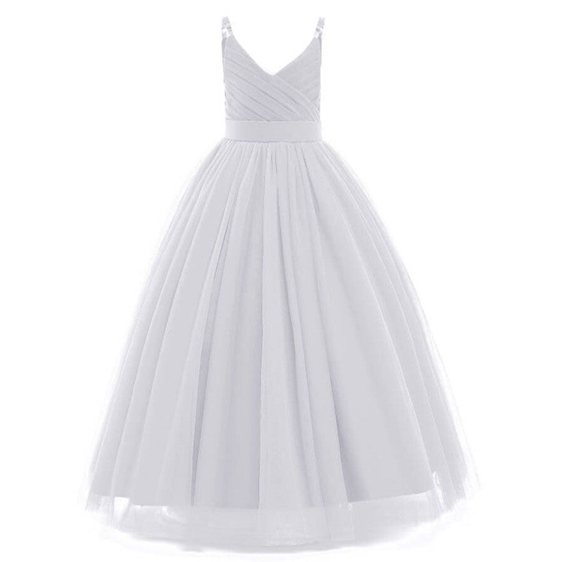 Girl Long White Bridesmaid Dresses For Wedding Prom Gown Big Bow Girls Party Dress Kids First Communiom Formal Evening Vestidos Good Vibrations
