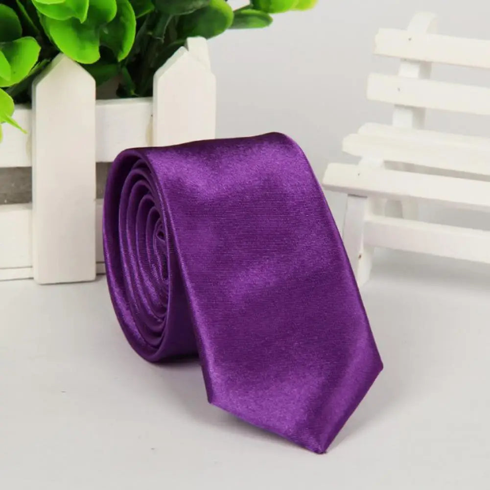 Mans Accessories Slim Skinny Tie for Men Jacquard Woven Solid Champagne Orange Red Purple Blue Ties Wedding Necktie corbatas par Good Vibrations