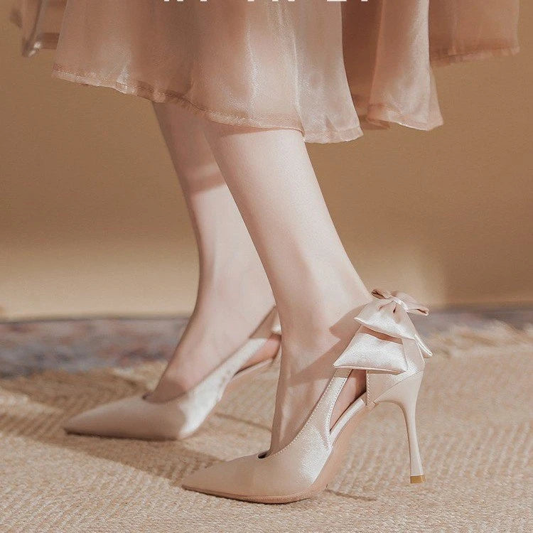 Wedding Heels Women Luxury Brand Design String Bead Pearls High Heels Ladies Sexy Elegant Pointed Toe White Black Pumps2025 Good Vibrations