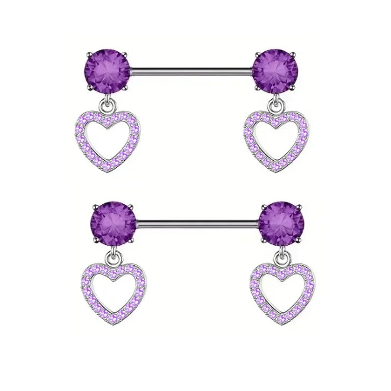 Pink Devil Nipple Piercing Jewelry Set Heart Crystal Nipple Rings Bulk Shiny Butterfly Nipple Barbell Dangle Lot Piercing Pezon
