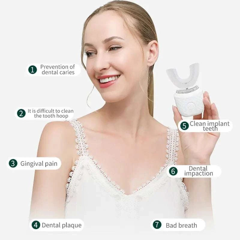 Electric Toothbrush for Adult Automatic USB Charge U-Shaped Toothbrush 360 Degrees Intelligent Rechargeable Toothbrus Good Vibrations