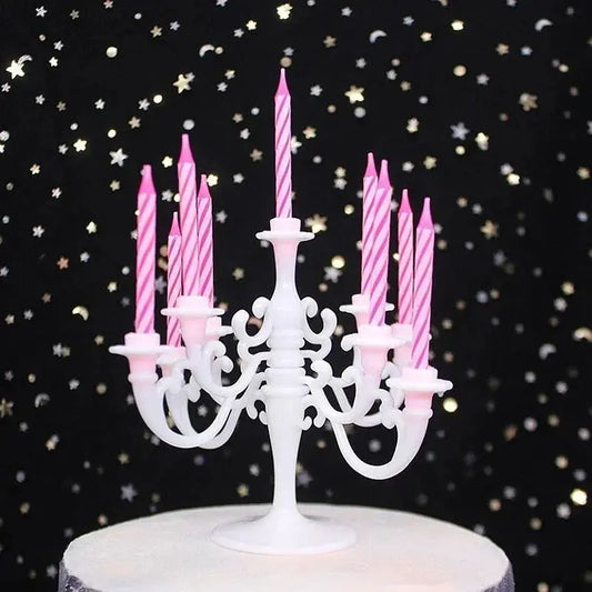 9PCS Candles and Candlestick Bracket 1 Set Cake Topper Birthday Party Cake Candle Holders Toppers Decoration Good Vibrations