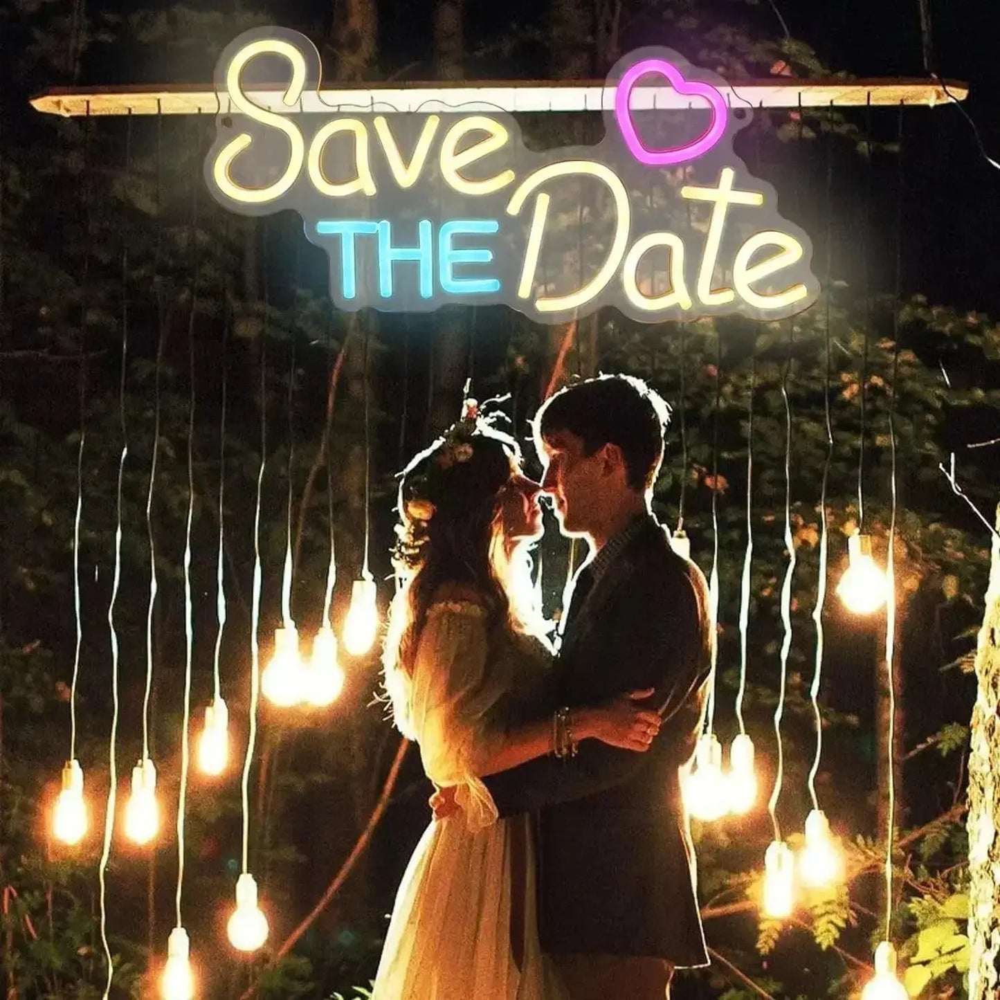 Save The Date Neon Sign Wedding Led Light Up Sign for Festival Birthday Wedding Party Lover Room Decor Kids Friend Gift Good Vibrations