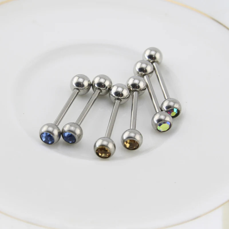 ZS 1Piece 14G Oil Luminescence Tongue Piercing Rings Stainless Steel Tongue Stud Skull Star Studs Earrings BCR Piercings Jewelry Good Vibrations Adult Super Store