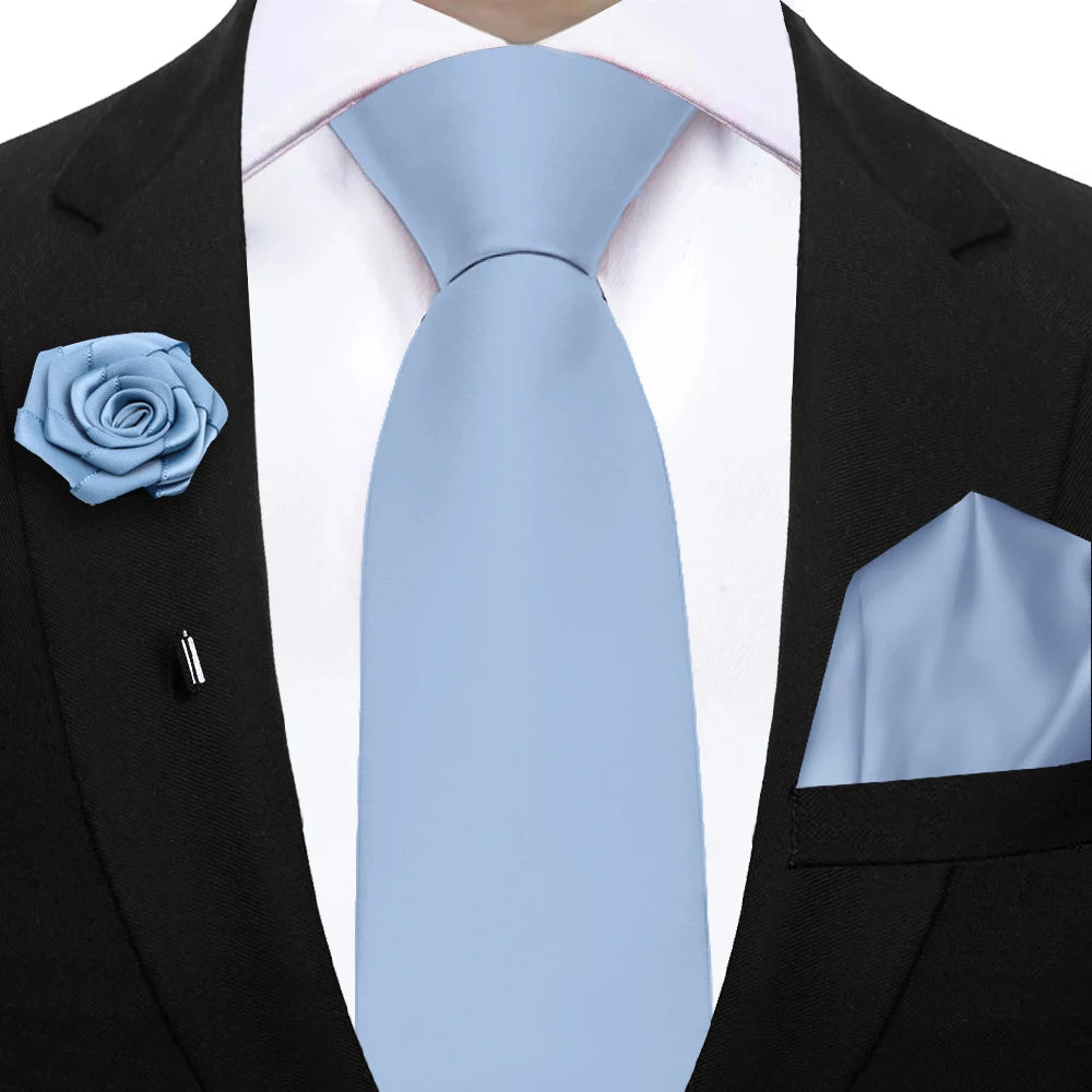 Mens Ties Set Sage Green Pink Grey Brown NeckTie Pocket Square Brooch Wedding Tie Suit Accessories Fit Group Holiday Party
