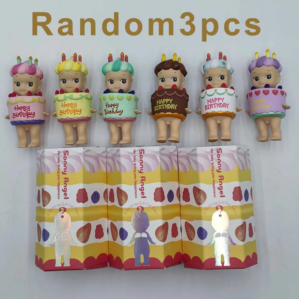 Sonny Angel Birthday Cake Series Blind Box Lying Down Angel Series Anime Figures Kawaii Cartoon Surprise Box Toys For Kids Gifts Good Vibrations