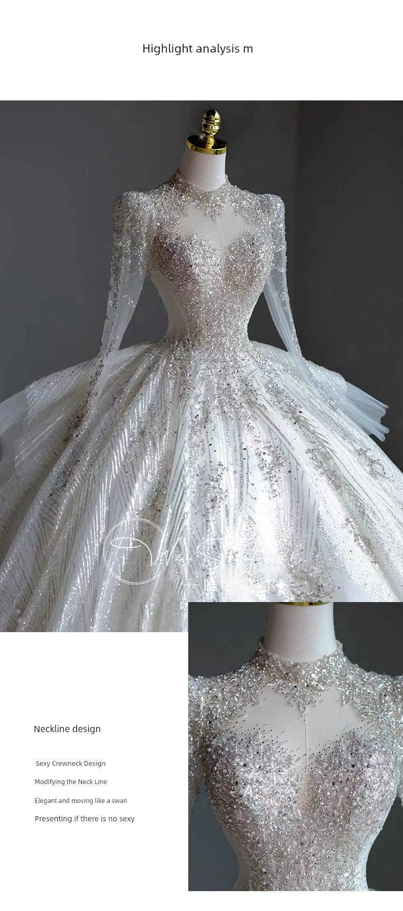Short Long-Sleeved Socialite Wedding Dress