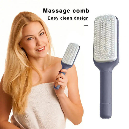 Rotating Comb Long Handle Anti-static Scalp Massage Hair Comb for Women Self Hair Brush with Retractable Comb Hairdressing Tool Good Vibrations