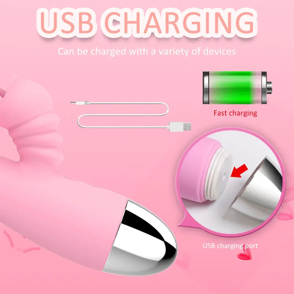 Vibrator For Women 2 In 1 Licking Machine Clitoris Stimulator G-Spot Powerful Vibro Dildo Wand Female Clit Sucker Adult Sex Toys Good Vibrations Adult Super Store