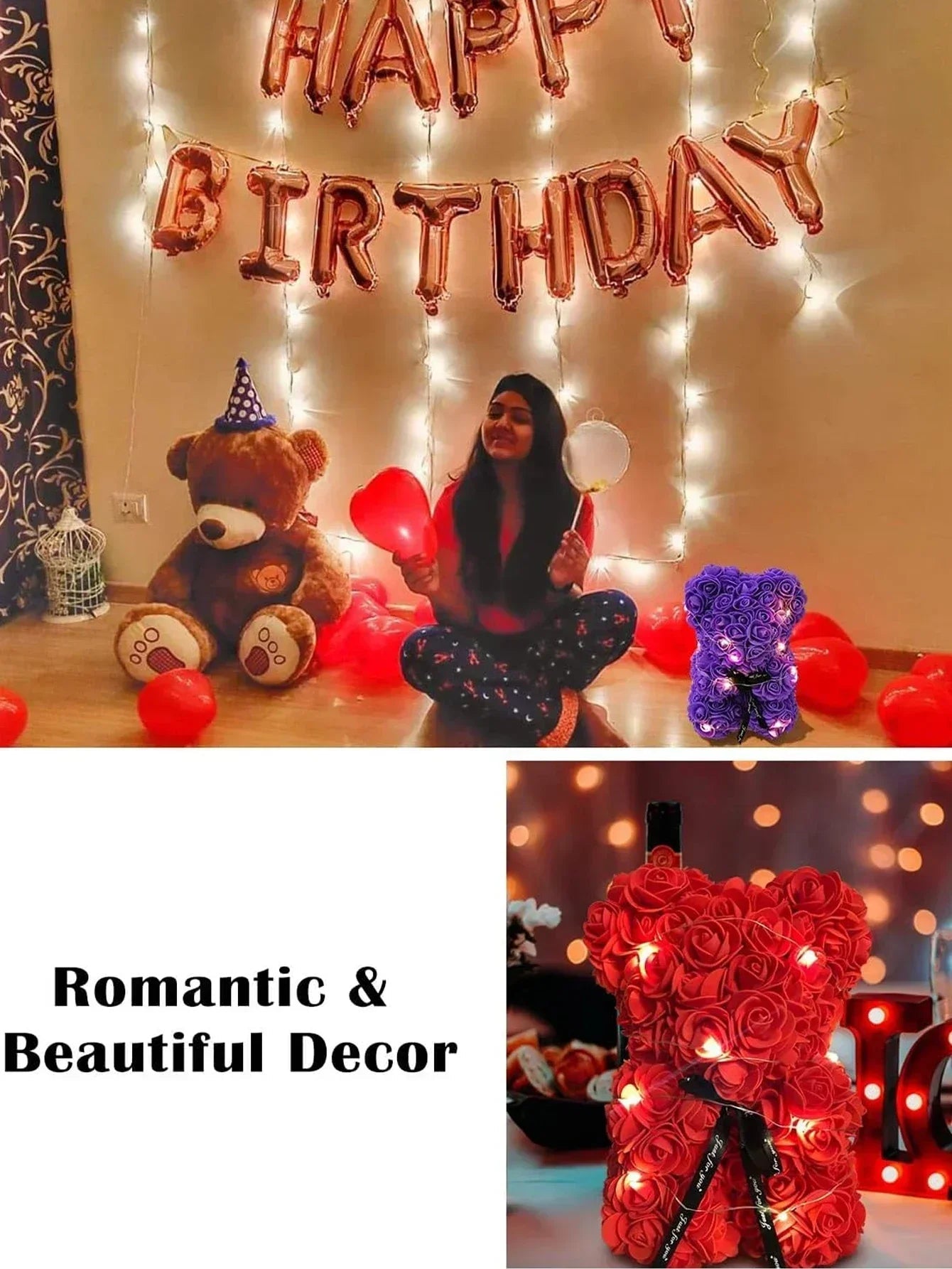 Rose Teddy Bear Artificial Flower Anniversary Valentines Day Birthday Gift Mothers Day Mom Gifts Girlfriend Birthday Gifts Women Good Vibrations
