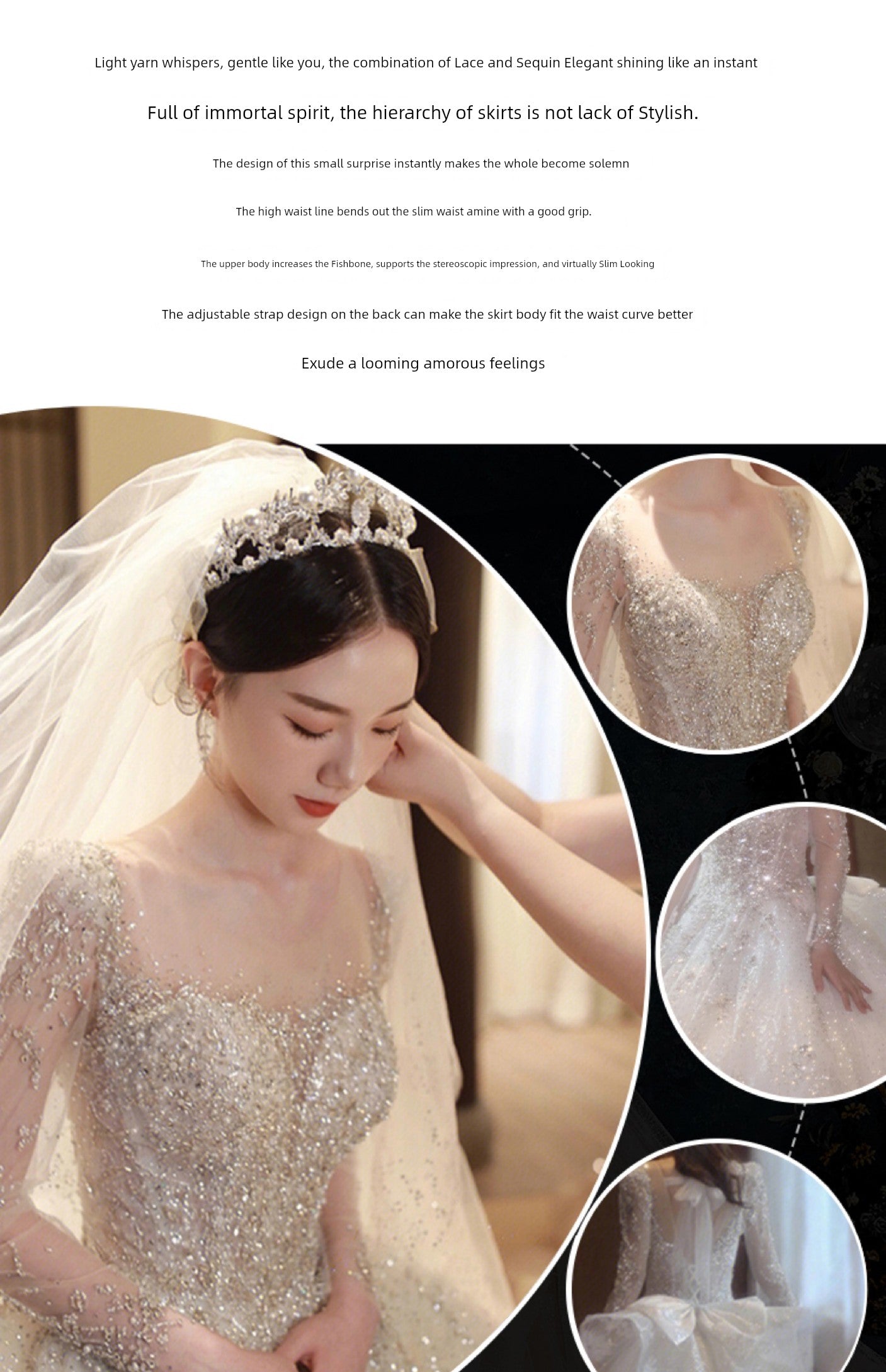 Classy Long Sleeves Arms Hiding Retro Small Light Wedding Dress