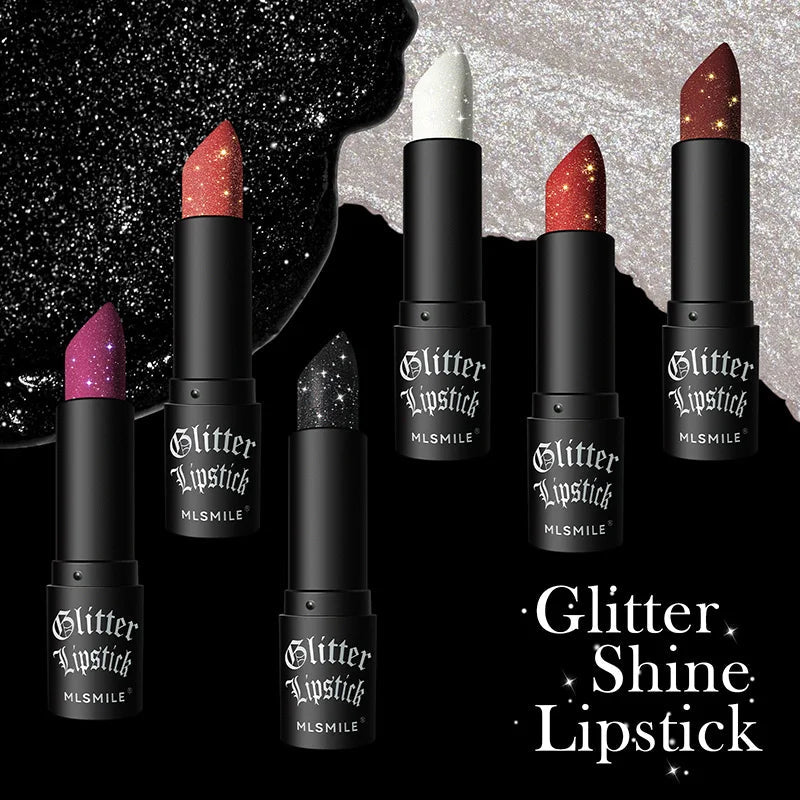Waterproof Glitter Lipsticks Punk Style Nude Matte Not Fading Pearlescent Sexy Red Pink Velvet Lipsticks Lips Makeup Cosmetic Good Vibrations