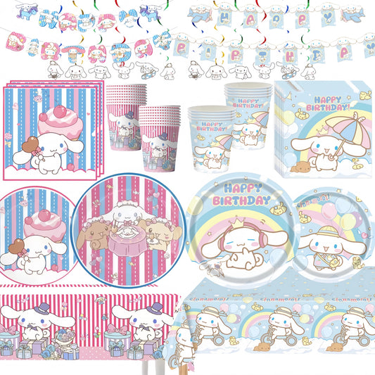 Cinnamorolls Birthday Party Decoration Tableware Set Balloons Cup Plate Banner for Kids Party Favors Baby Shower Supplies Good Vibrations