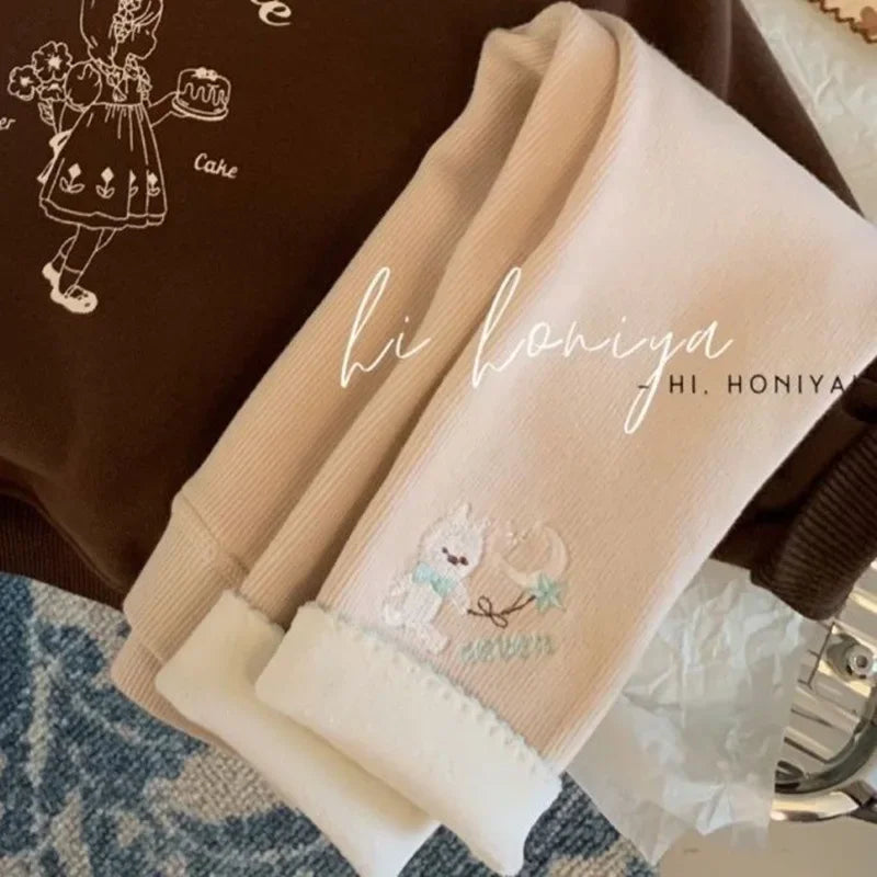 Girls Fleece Leggings Autumn WInter Korean Velvet Warm Pants 1-6Years Old Girl Casual Thicken Trousers Good Vibrations