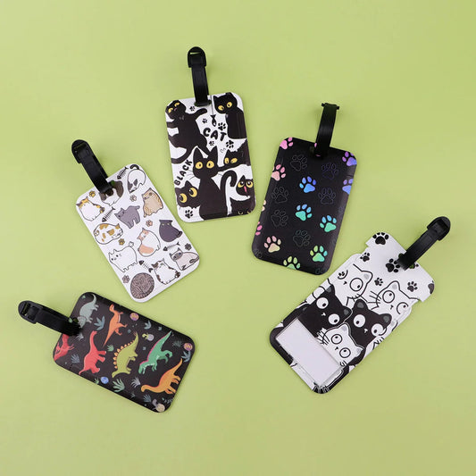 Cute Cats Plastics Baggage Tag Dinosaur Suitcase Backpack Anti-Lost Listing ID Card Holder Fashion Luggage Accessories Gifts Good Vibrations