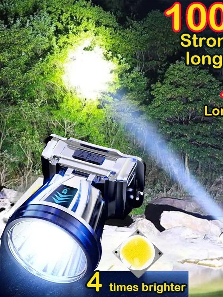 1000m High-beam Headlight Flashlight Headlamp rechargeabl waterproof Emergency Cycling Camping Good Vibrations