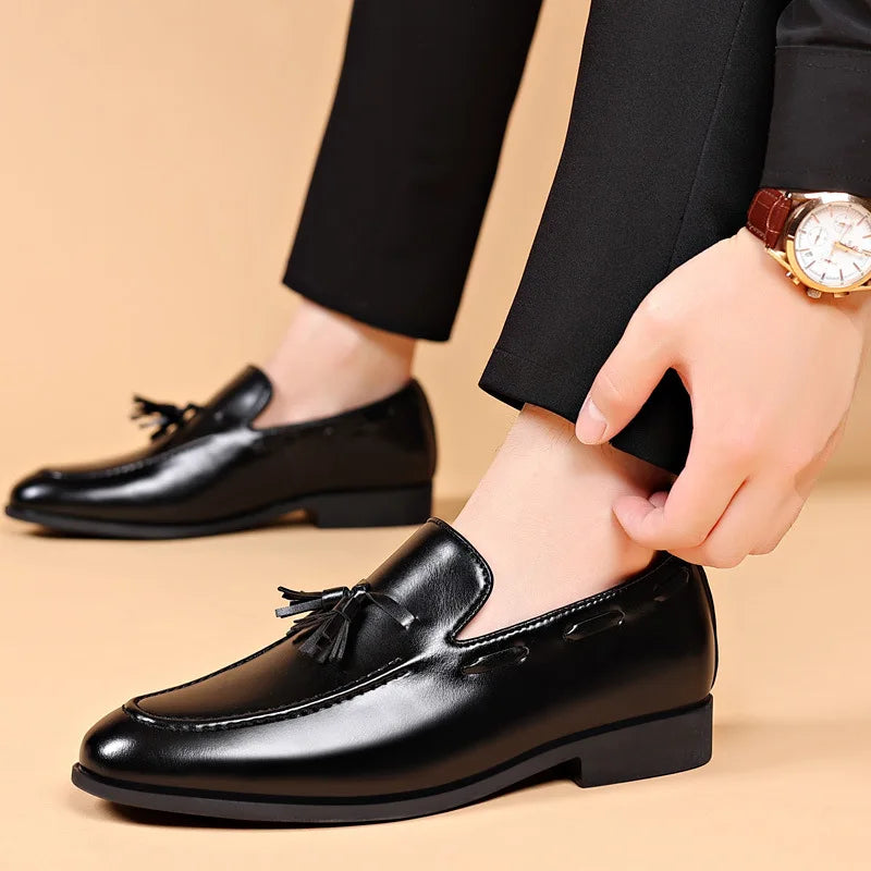 Men's Dress Shoes New Pu Leather Fashion Shoe for Mens Large Size Business Formal Casual Shoes Slip on Wedding Men Shoes Zapatos Good Vibrations