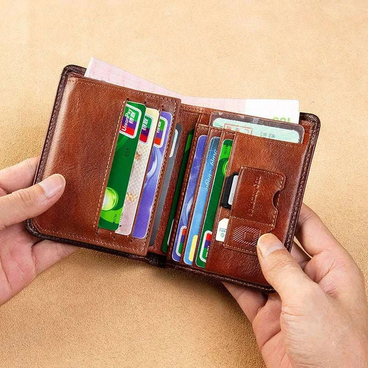 High Quality Genuine Leather Men USA FBI Department Of Justice Printing Cover Short Card Holder Purse Luxury Brand Male Wallet Good Vibrations