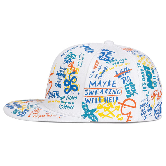 Unisex Colorful Letter Graffiti Printing Hip-hop Hats Spring Autumn Outdoor Adjustable Casual Baseball Caps Sunscreen Hat Good Vibrations