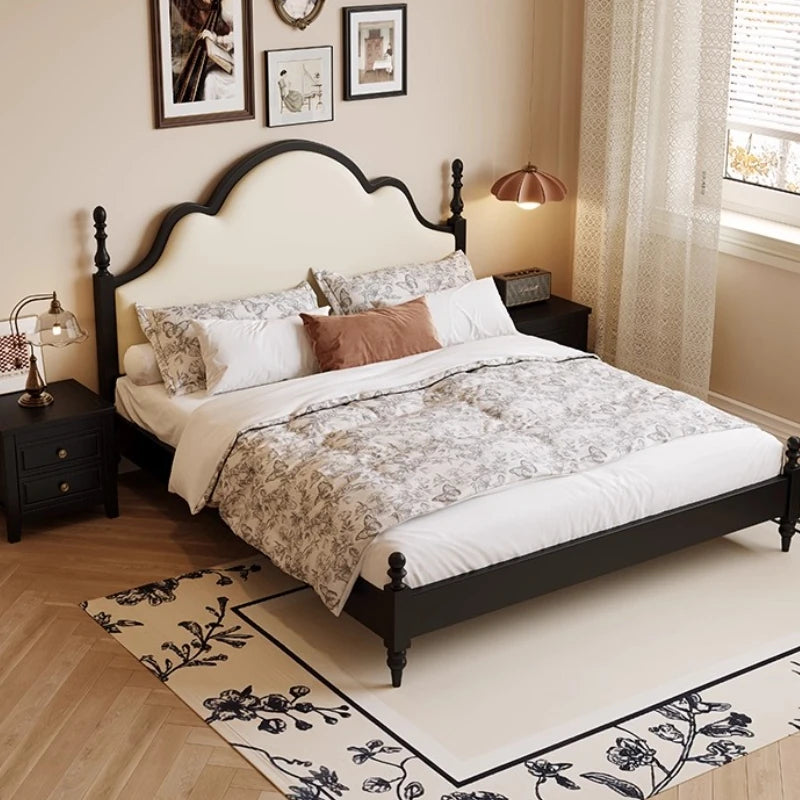 Wooden Retro Double Beds Luxury Designer Home Storage Upholstered Bed Bed Adult Couples Cama Box Casal Bed Room Furnitures Set Good Vibrations