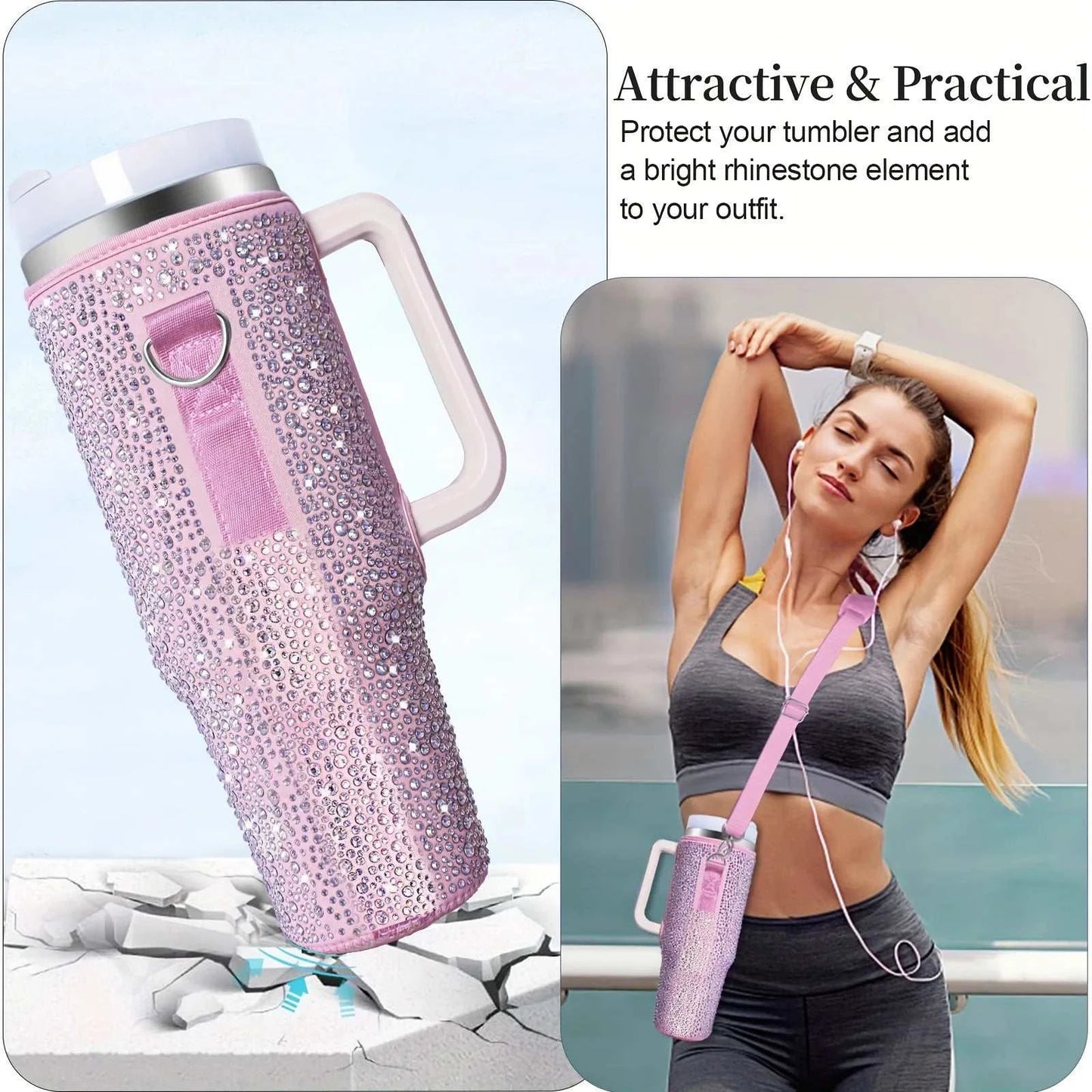 6 colors shiny rhinestone Lanyard cup protection case bag vacuum bottle compatitable for Stanley 40oz accessories vehicle Good Vibrations Adult Super Store