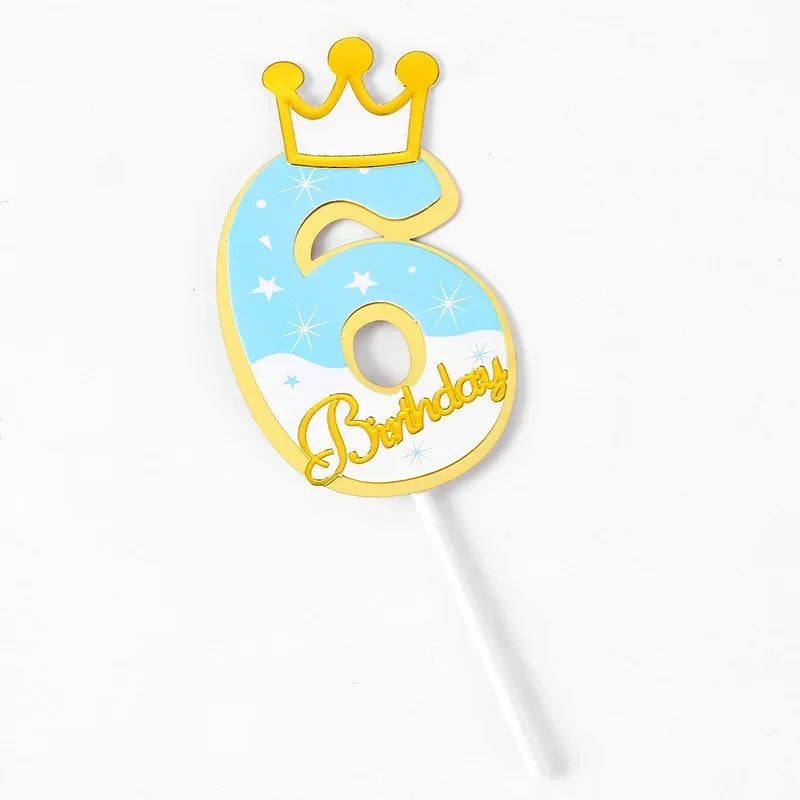 New Digital Decoration Happy Birthday Number Cake Insertion 0 1 2 3 4 5 6 7 8 9 Cake Topper Girls Boys Baby Party Supplies Decor Good Vibrations